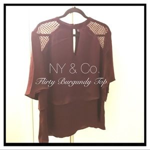 **NY & Co.** NWT High-Neck Burgundy Top